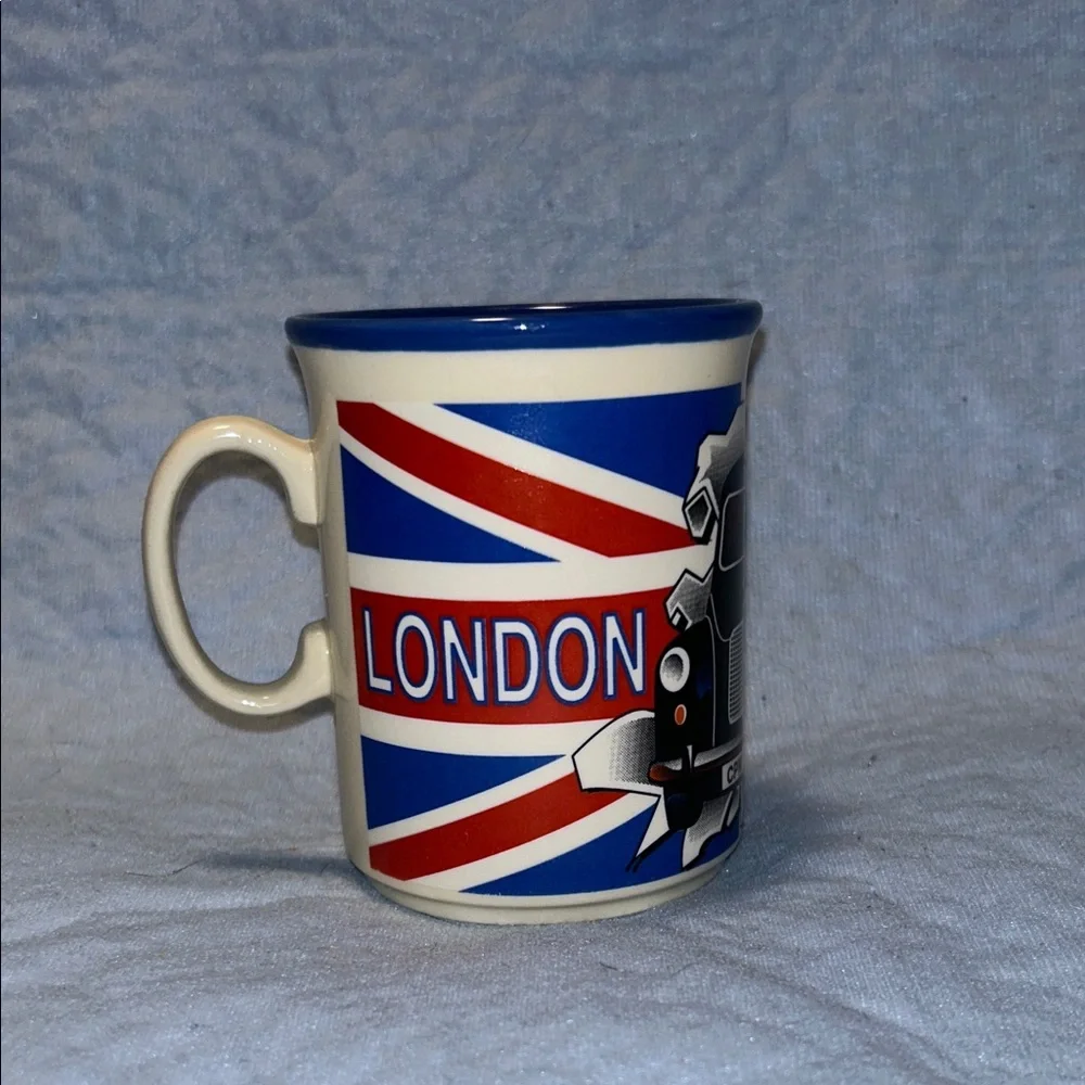 Ceramic London Unmarked Red White Blue Taxi Coffee Cup